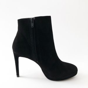 ZARA Black Suede Platform High Heel Ankle Boots